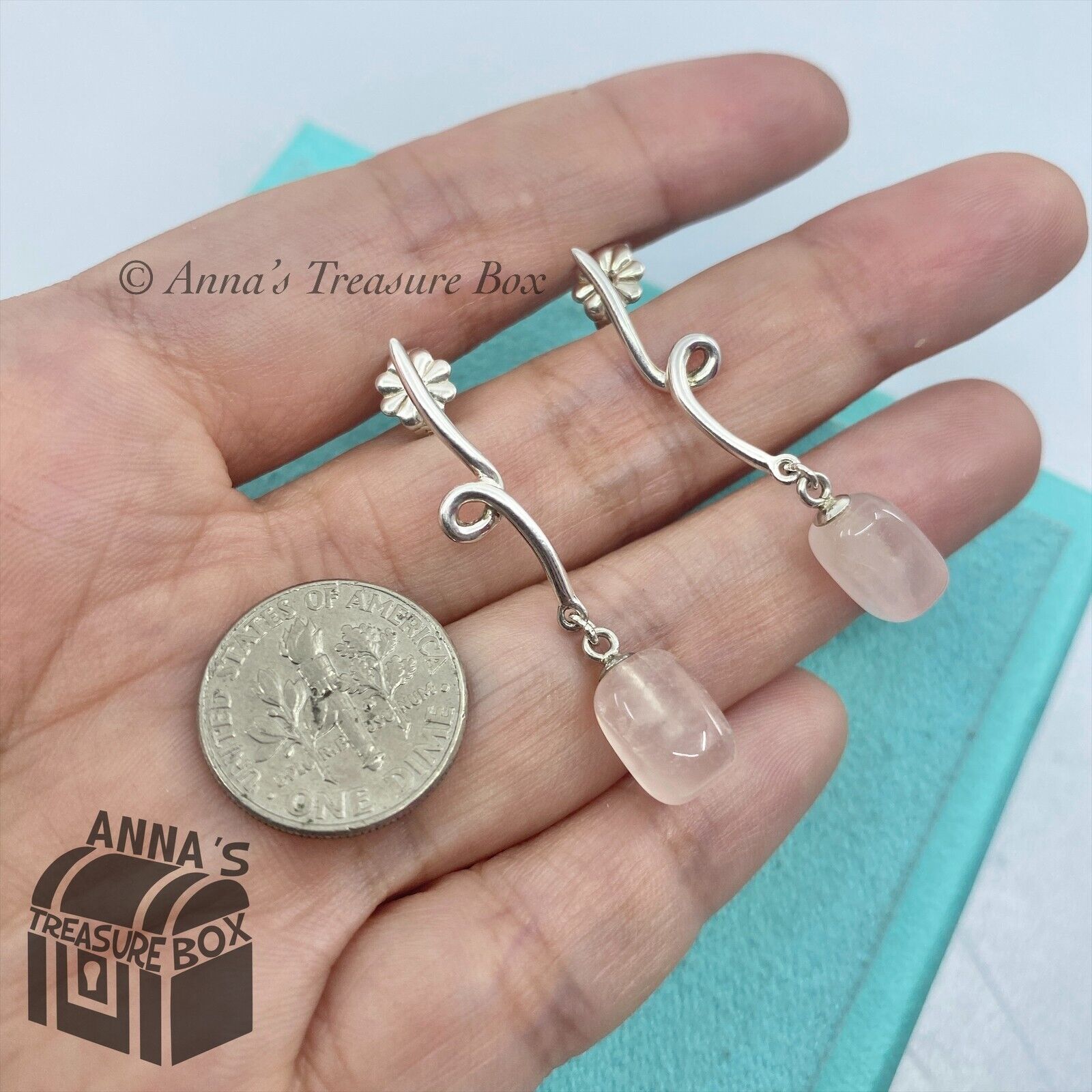 Rose Quartz Solid 925 Sterling Silver Dangle Earrings Jewelry